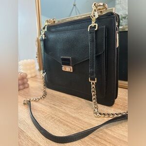 VRG Charles & Keith  Small Black Gold Chain Crossbody Evening Purse Bag